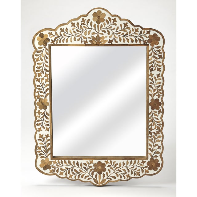 Vivienne 20 in. W x 28 in. H Bone Inlay Vertical Accent Wall Mirror, Wood & Bone Inlay For Sale In Chicago - Image 6 of 6