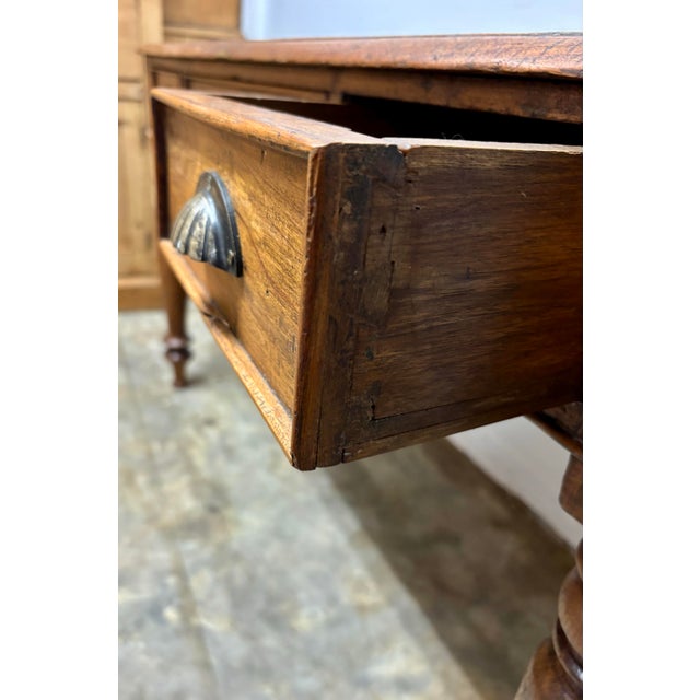 19th Century Antique French Oak Console Table or Writing Desk For Sale - Image 5 of 11
