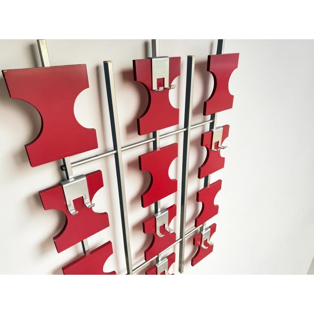 Vintage Space Age Wall Coat Rack in Red with Hat Shelf, 1960s For Sale - Image 6 of 18