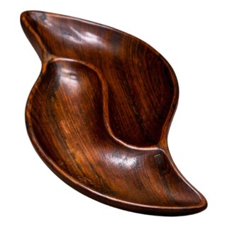 Serving Tray With Shape of Leaf in Rosewood, Unknown, 1960s For Sale