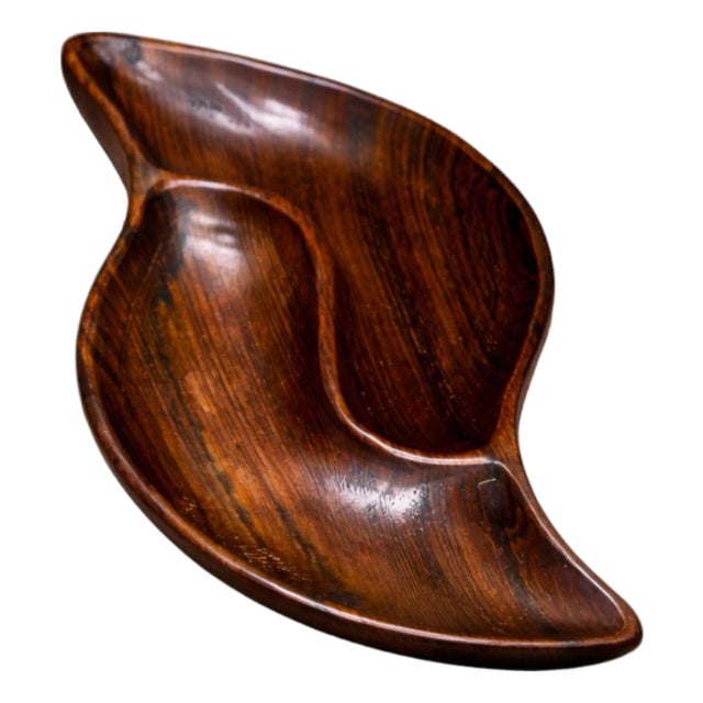 Serving Tray With Shape of Leaf in Rosewood, Unknown, 1960s For Sale