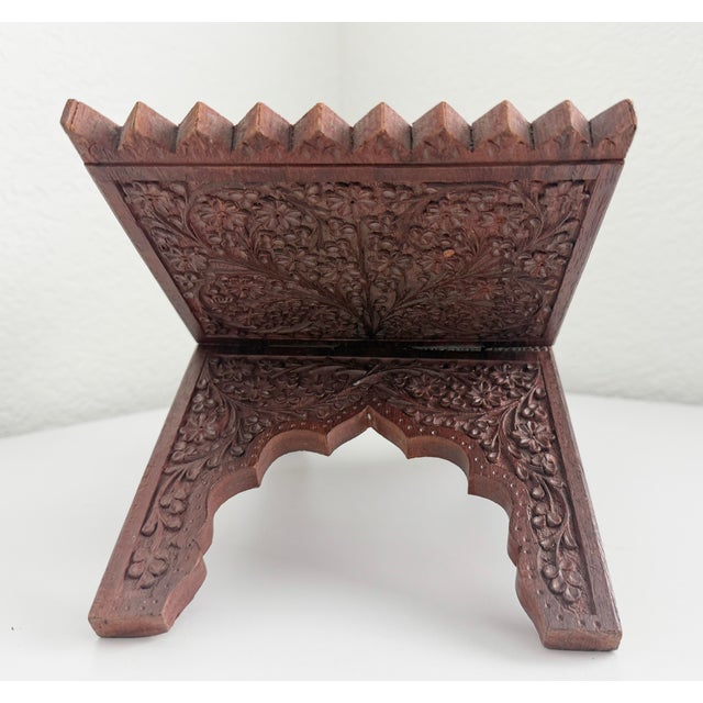 Wood Vintage Middle Eastern Style Carved Wood Bookstand For Sale - Image 7 of 8
