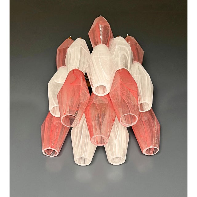 Vintage Murano Italian Poliedri White and Pink Albaster Wall Sconces, 1990, Set of 2 For Sale - Image 6 of 14