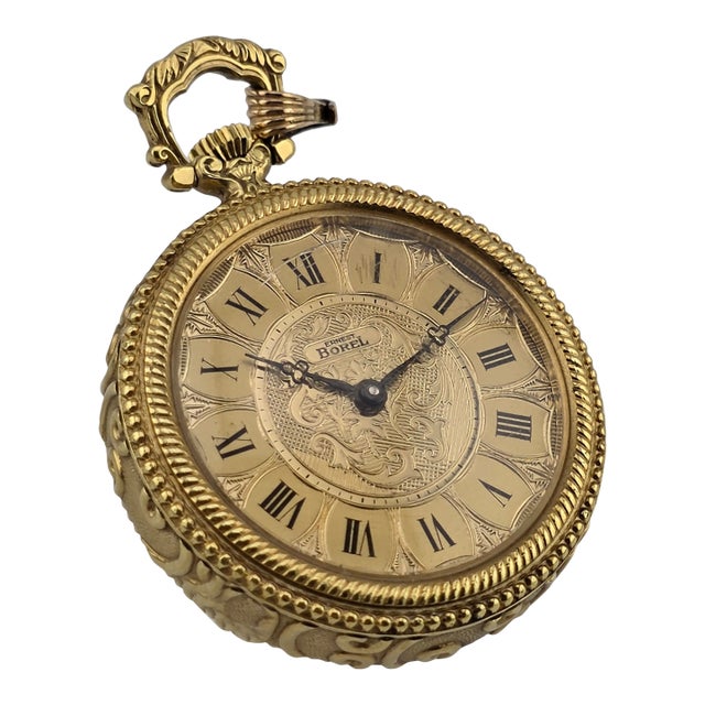 Rare Vintage Ornate "Ernest Borel" 17 Jewel Gold Plated Pendant Watch Works For Sale