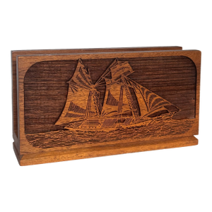 Mid 20th Century American Walnut Maritime Nautical Motif Napkin Holder