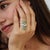Art Nouveau Inspired Natural Emerald & Diamond Cocktail Ring for Women, Size 7 For Sale - Image 4 of 14