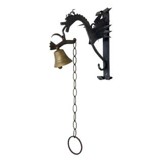 Vintage Gothic Style Wrought Iron Wall-Mounted Dragon Doorbell, 1950s For Sale