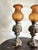 Oil Lamps in Bronze and Amber Glass, 1930, Set of 2 For Sale - Image 4 of 9