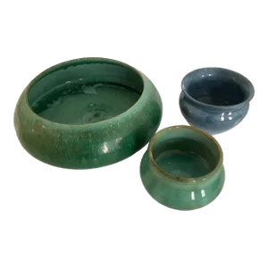 Set of Three Studio Pottery Arts and Crafts Bowls