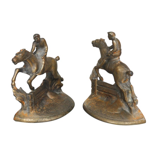 American 1920's ‘Whipper In’ Hubley Mfg. Co Cast Iron Bookends, a Pair For Sale - Image 3 of 5