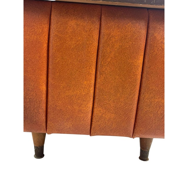 1950s Mid-Century Vinyl Upholstered Storage Bench With Lift-Top For Sale - Image 10 of 11