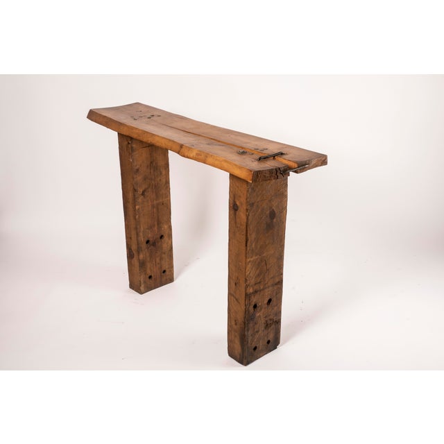1970s Brutalist Wood Console Table, 1970 For Sale - Image 5 of 15