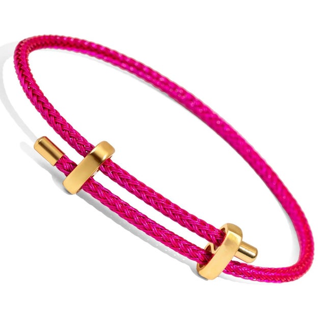 Early 21st Century Fuchsia Glow Adjustable Gold Rope Bracelet For Sale - Image 5 of 8