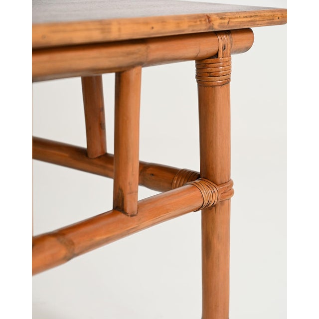 Bamboo and Wood Coffee Table, 1960s For Sale - Image 6 of 9