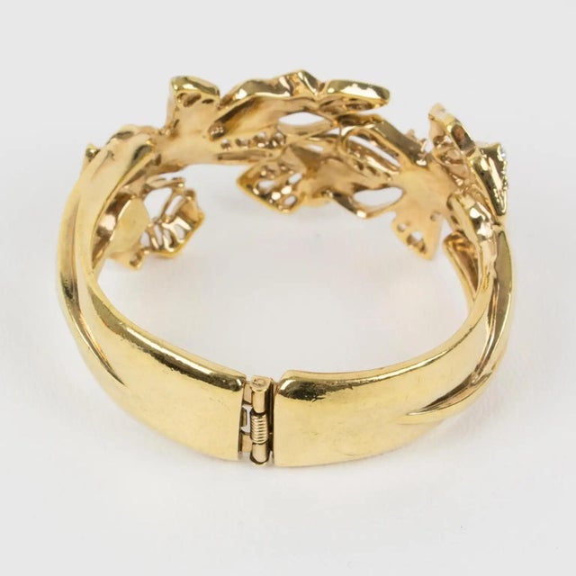 Christian Lacroix Paris Gilt Metal Jeweled Clamper Bracelet Bangle For Sale In Atlanta - Image 6 of 8