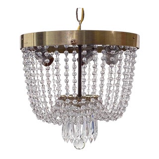 Italian Bronze Basket Chandelier For Sale