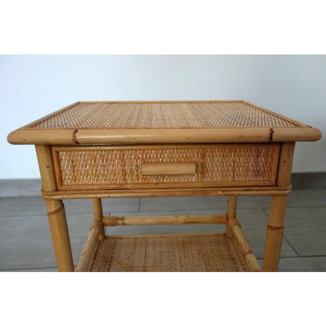 Bedside Tables in Woven Wicker and Bamboo, 1970s, Set of 2 For Sale - Image 10 of 16