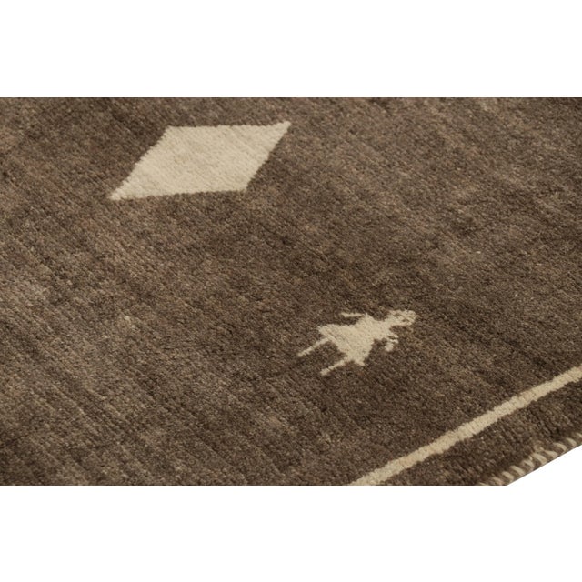 Vintage Gabbeh Persian Runner Rug in Brown With Diamond Medallions - Rug & Kilim For Sale In New York - Image 6 of 7