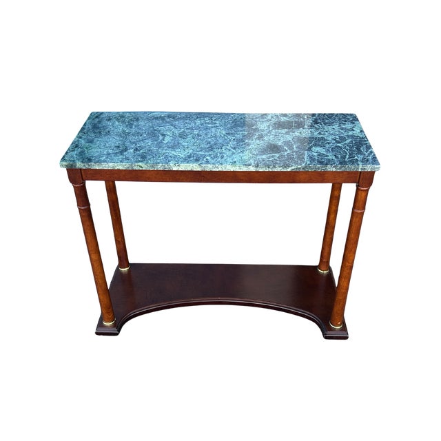 Late 20th Century Vintage Regency-Style Console Table With Green Marble Top Attributed to Bombay Company For Sale - Image 5 of 12