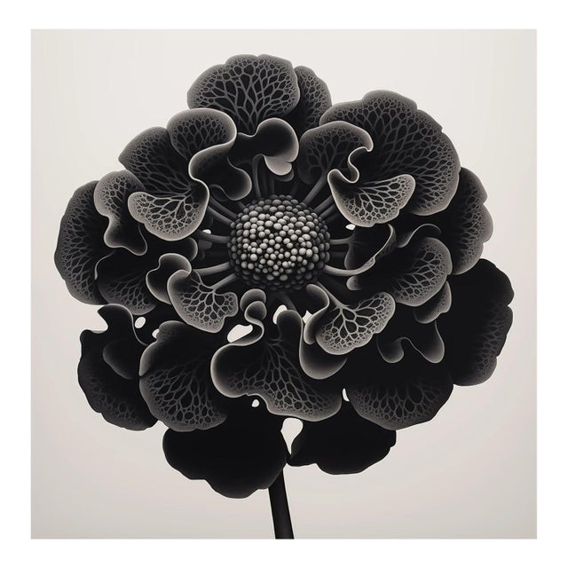 20' X 20' 'Heliotropium' Flower - Black and White Limited Edition Botanical Floral Photograph Print, Unframed For Sale