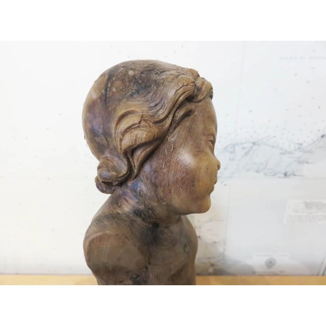 Antique Spanish Walnut Cherub on Custom Iron Stand For Sale - Image 4 of 5