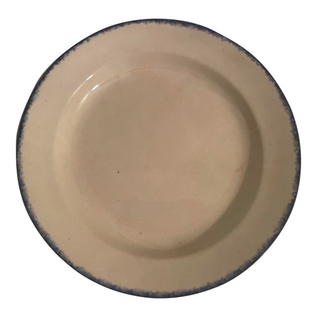 Antique English Leeds Blue Feather Edge Plate For Sale