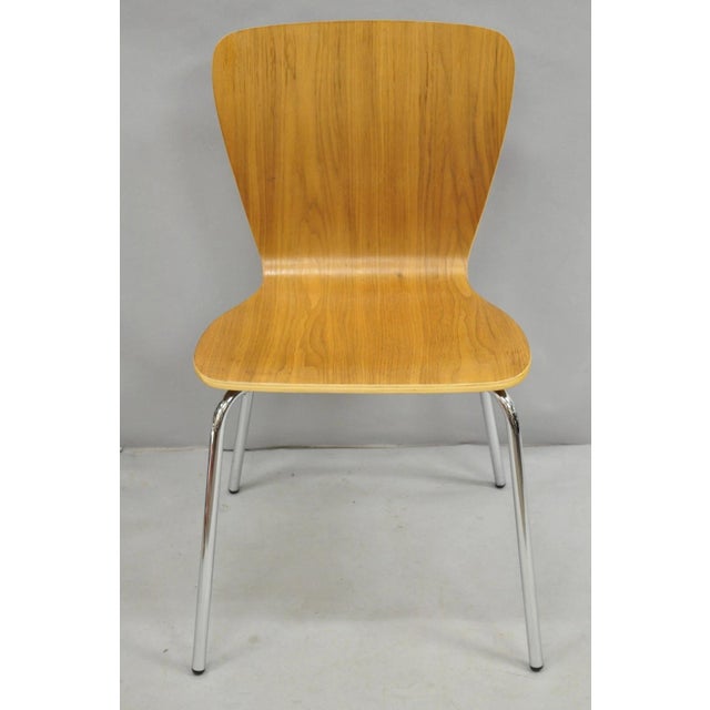 Crate & Barrel Felix Walnut Dining Side Chairs, Mid Century Modern Style - Set of 6. Circa 21st Century, Pre-owned....