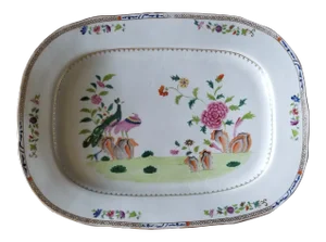 Extra Large Early 19th C Coalport Peacock Pattern Platter