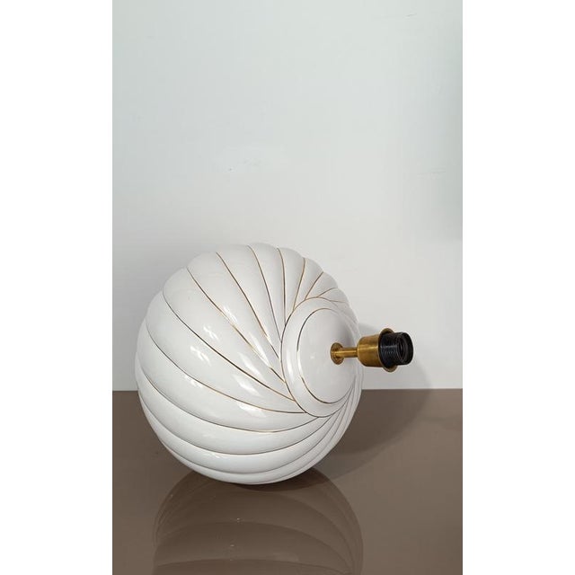 Table Lamps in White and Gold Glazed Ribbed Ceramic by Tommaso Barbis, 1970s, Set of 2 For Sale - Image 18 of 18