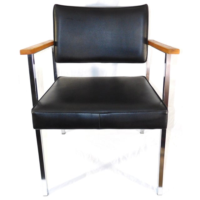 Mid-Century Modern 1970s Vintage Cole / Litton Restored Chrome & Vinyl Office Arm Chair For Sale - Image 3 of 18