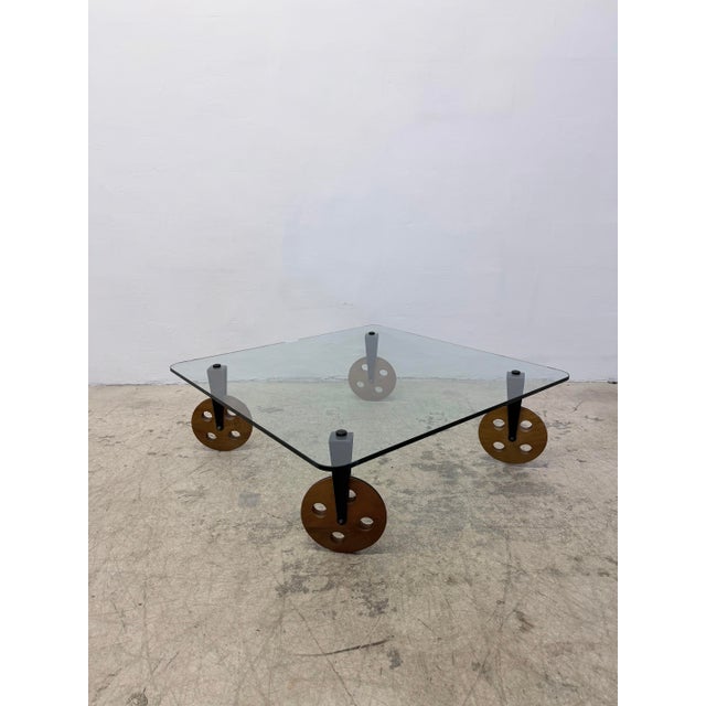 Postmodern Glass Coffee Table on Wheels After Gae Aulenti, 1990s For Sale - Image 13 of 13