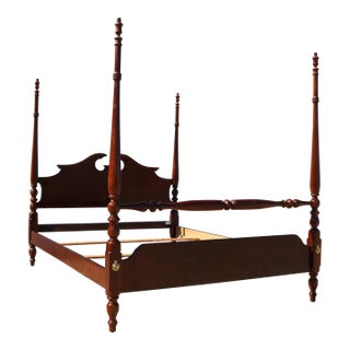 1980s Thomasville Cherry Chippendale Queen Sized Four Poster Bed For Sale