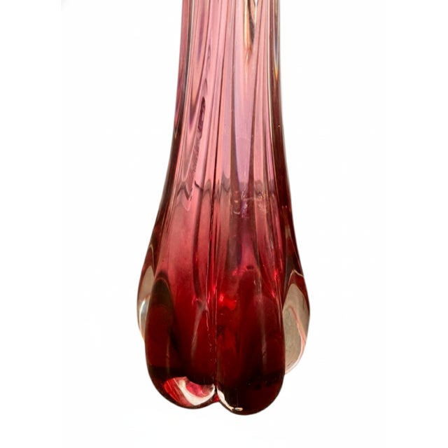 Mid 20th Century Val Saint Lambert Pink Crystal Table Lamp With Custom Silk Shade, C. 1950s For Sale - Image 5 of 12