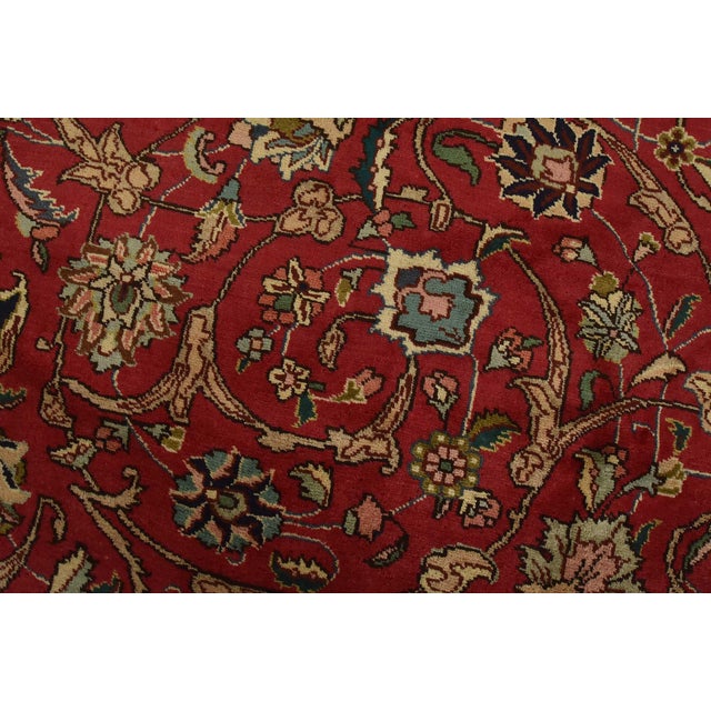 2000 - 2009 Tabriz Rug 9’11” X 12’3” Red Wool Vintage Traditional Hand-Knotted Carpet For Sale - Image 5 of 15