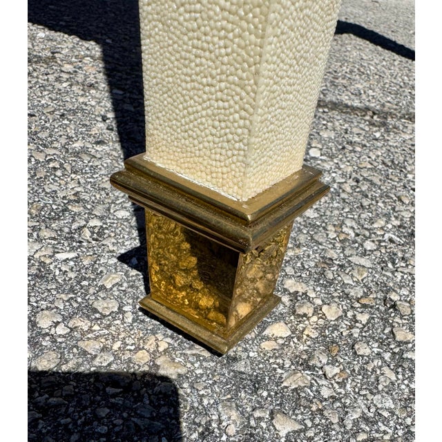 Very Fine Rare Garrison Rousseau Shagreen Cream White Backgammon Table For Sale - Image 4 of 12