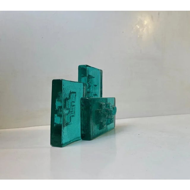 Mid-Century Tea Light Candleholders in Blue Glass, 1970s, Set of 2 For Sale - Image 4 of 9