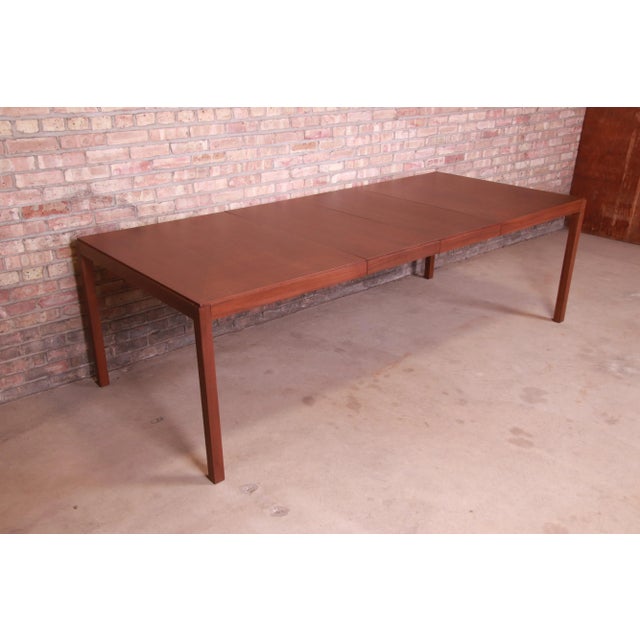 1960s John Stuart Mid-Century Modern Walnut Extension Dining Table, Newly Refinished For Sale - Image 5 of 13