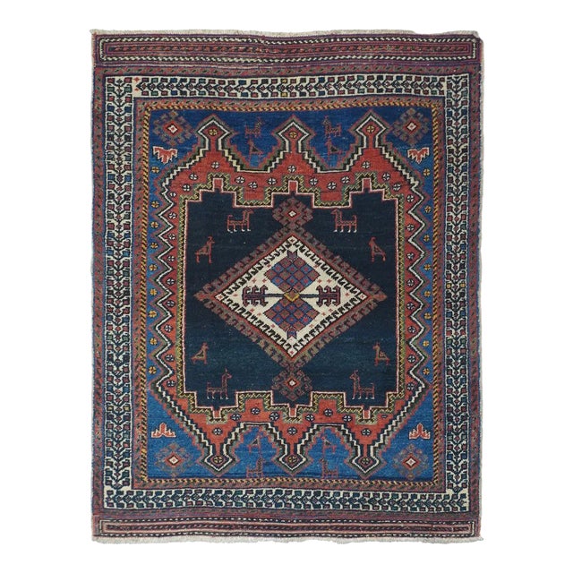 Antique Afshar Rug 3'3'' x 4'2'' For Sale
