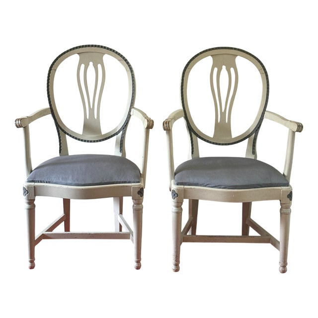 Antique Gustavian Armchairs, 1840, Set of 2 For Sale
