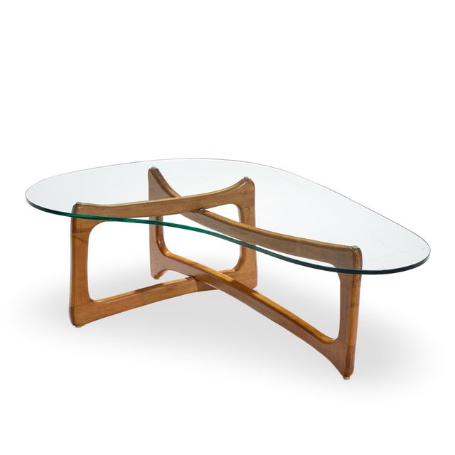 Mid-Century Modern Adrian Pearsall for Craft Associates Mid Century Walnut and Glass Coffee Table For Sale - Image 3 of 9