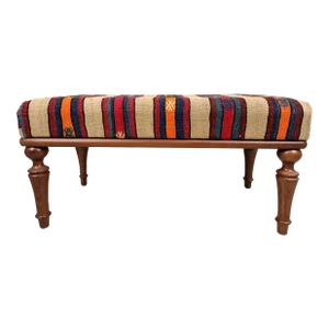 Handwoven Boho Kilim Upholstered Bench