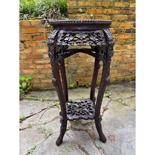 Chinoiserie Stately Rosewood Plant Stand For Sale - Image 4 of 12