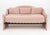 Blush Pink Ribbed Velvet Upholstered Daybed, with three throw pillows. 44" H x 83" W x 45" D; seat: 25.75" H. Provenance:...