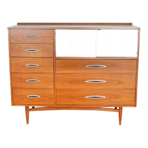 Mid Century Walnut Broyhill Highboy Dresser