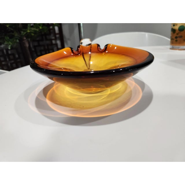 1960s-1970s amber color vintage Murano style bowl.