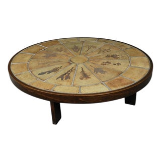 Oval Les Herbiers Coffee Table by Roger Capron for Vallauris, 1960s For Sale