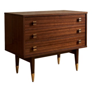 Vintage Chest of Drawers in Walnut and Brass, 1965 For Sale