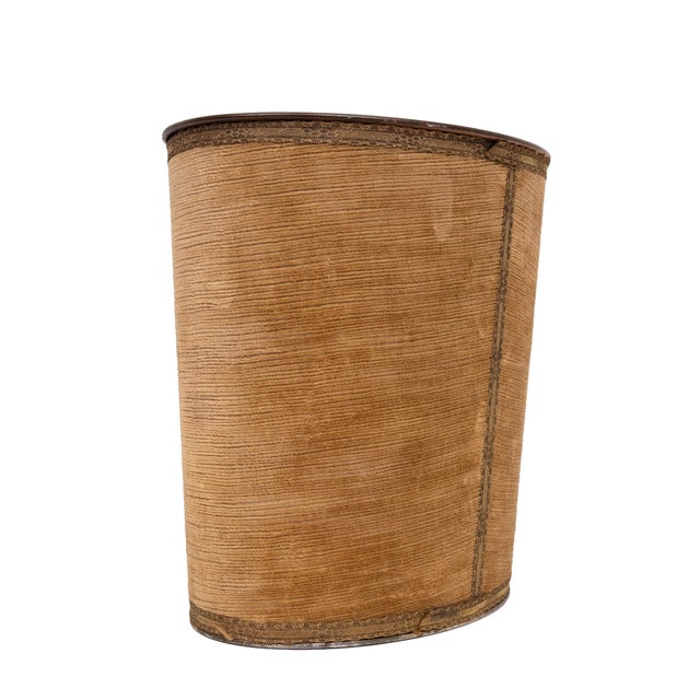 Brown Velvet Paper Basket Jean Holbein, France, 1950s For Sale - Image 4 of 11