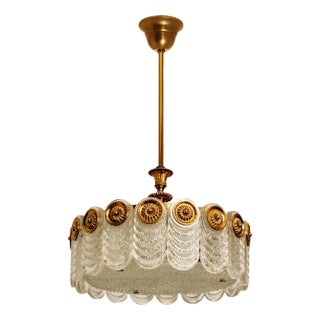 Brass & Glass Light Fixture from Kaiser Leuchten, 1960s For Sale