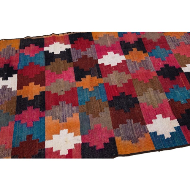Tribal Mid-20th Century Turkish Kilim Multicolor Handmade Tribal Wool Rug For Sale - Image 3 of 8